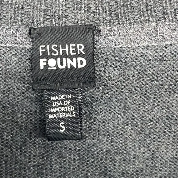 FISHER FOUND Sweater S EILEEN FISHER Patchwork Crafted Jumper Crochet Gray USA - Picture 9 of 13
